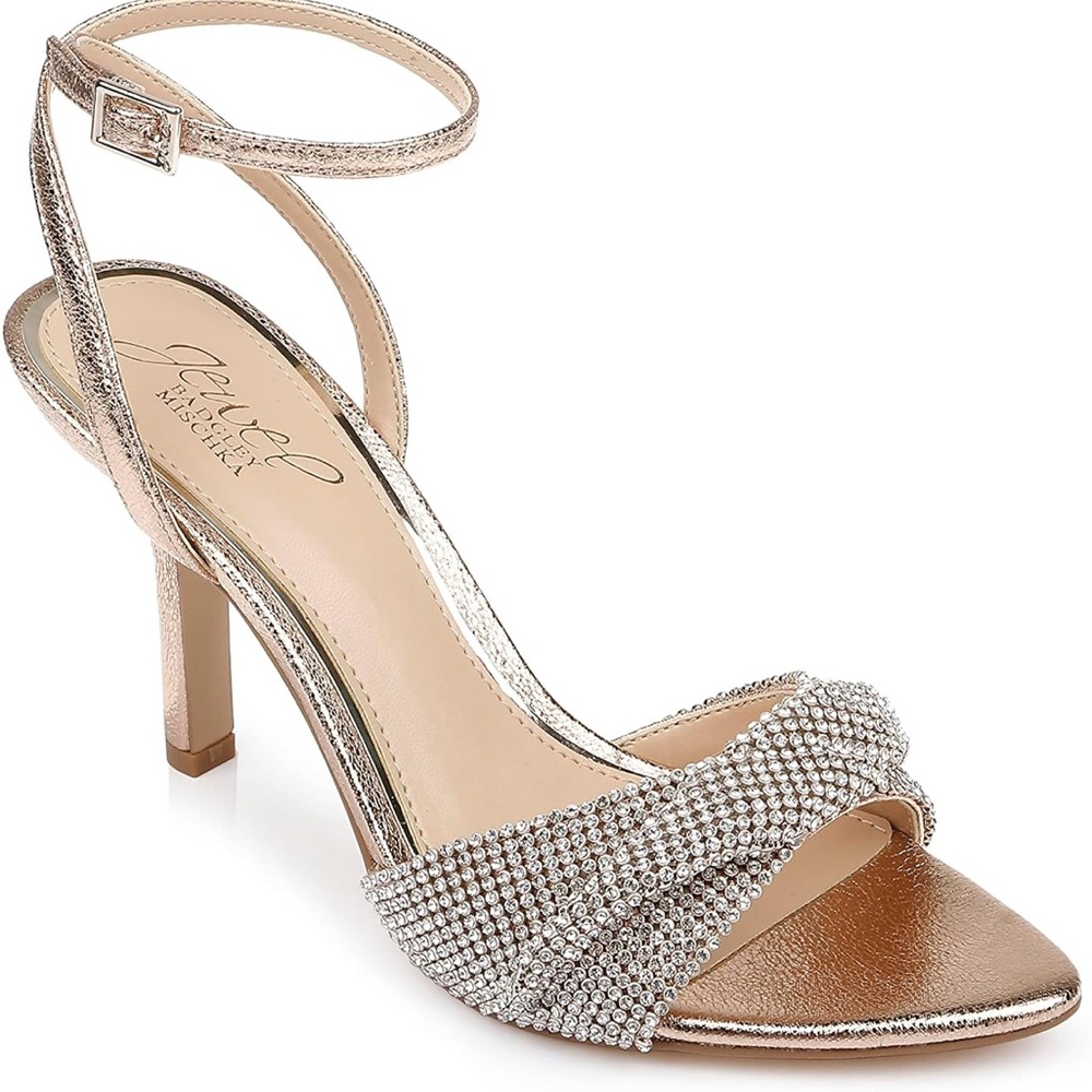 Jewel Badgley Mischka Silver Rhinestone Heels
